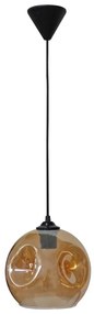 Φωτιστικό Οροφής Pop 02-0405 1/Ε27 Φ20x90cm Black-Honey Heronia Metal, Glass