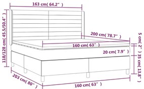 vidaXL Κρεβάτι Boxspring με Στρώμα Αν. Πράσινο 160x200εκ Υφασμάτινο