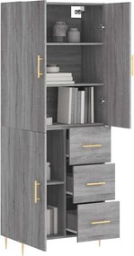 vidaXL Ντουλάπι Γκρι Sonoma 69,5 x 34 x 180 εκ. Επεξεργασμένο Ξύλο