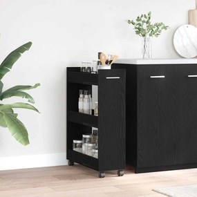 vidaXL Ντουλαπιού με τροχούς Μαύρη Οξυά 60 x 22 x 79 εκ