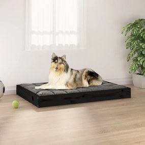 vidaXL Κρεβάτι Σκύλου Μαύρο 91,5 x 64 x 9 εκ. από Μασίφ Ξύλο Πεύκου