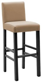 Bar stool Bari with mocha pu - wooden legs black 42x46x110 εκ.