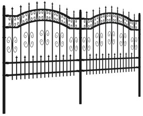 vidaXL Φράχτης Κήπου με Κορυφή Δόρυ Μαύρος 240x100 εκ. Ατσάλι με Ηλεκτροστατική Βαφή