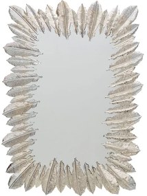 Καθρέφτης Τοίχου Ντυμένος Με Πούπουλα Ασημί 49x69 εκ
