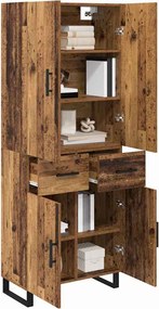 vidaXL Highboard 2 τμχ. Παλιό Ξύλο 69,5 x 34 x 180 εκ.