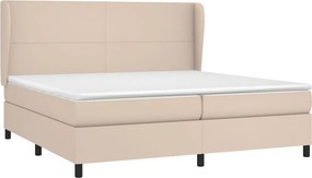 vidaXL Κρεβάτι Boxspring με Στρώμα Καπουτσίνο 200x200εκ.από Συνθ.Δέρμα