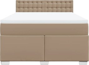 vidaXL Κρεβάτι Boxspring με Στρώμα Καπουτσίνο 140x190εκ.από Συνθ.Δέρμα
