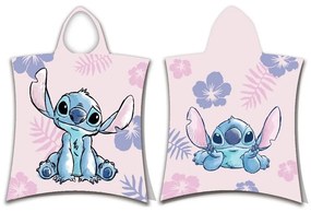 Borea Παιδικό Πόντσο Βαμβακερό Βελούδινο Stitch 320gsm 50 x 115 cm Ροζ