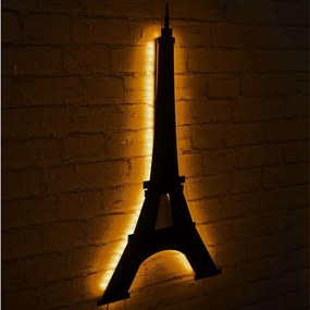 Διακοσμητικό Τοίχου Με Φως Led Eiffel Tower 395NGR1875 32x69cm Yellow-Black Wallity Mdf