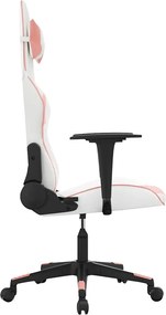 vidaXL Καρέκλα Gaming Λευκό και Ροζ από Συνθετικό Δέρμα