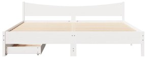 vidaXL Πλαίσιο Κρεβατιού με Συρτάρια Λευκό 180x200εκ Μασίφ Ξύλο Πεύκου