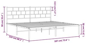 ΠΛΑΙΣΙΟ ΚΡΕΒΑΤΙΟΥ ΜΕ ΚΕΦΑΛΑΡΙ ΜΑΥΡΟ 183 X 213 ΕΚ. ΜΕΤΑΛΛΙΚΟ 355664