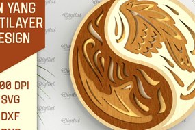 Σετ των 2 Intra απο ξύλο plywood 3mm-4mm πάχος – YIN YANG Πολυστρωματική Δίασταση 20x20 cm INTRAFABR-94252578