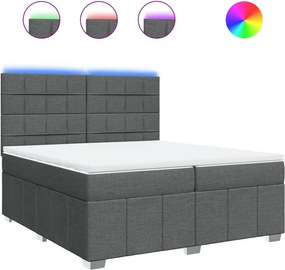 vidaXL Κρεβάτι Boxspring με Στρώμα Σκούρο Γκρι 200x200 εκ. Υφασμάτινο