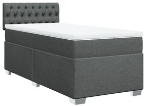vidaXL Κρεβάτι Boxspring με Στρώμα Σκούρο Γκρι 90x190 εκ. Υφασμάτινο