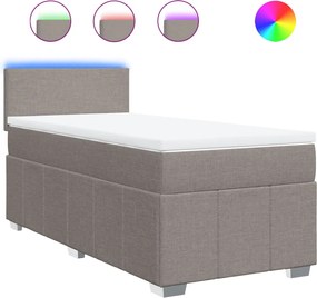 vidaXL Κρεβάτι Boxspring με Στρώμα Taupe 90x200 εκ. Υφασμάτινο