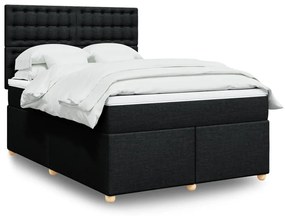 vidaXL Κρεβάτι Boxspring με Στρώμα Μαύρο 140x190 εκ. Υφασμάτινο