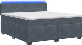 vidaXL Κρεβάτι Box Spring με Στρώμα και LED Σκούρο Γκρι 160 x 200 cm