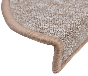 vidaXL Πατάκια Σκαλιών 15 τεμ. Ανοιχτό Καφέ Ημίκυκλα 56x17x3 εκ.