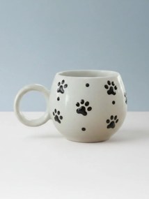 Stewehome χειροποίητη κεραμική κούπα με ανάγλυφο μαύρο πατούσα Λευκό