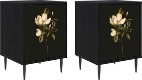 vidaXL Κομοδίνο BREMEN 2 τμχ. Μαύρη Δρυς 36 x 33 x 51 εκ.