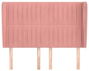 Κεφαλάρι με Πτερύγια Ροζ 147x23x118/128 εκ. Βελούδινο - Ροζ