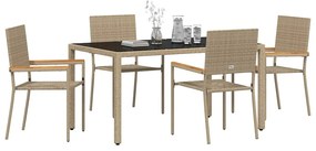 vidaXL Σέτ φαγητού για κήπο 5 pcs Μπεζ συνθετικό ρατάν