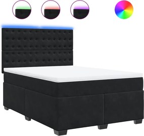 vidaXL Κρεβάτι Boxspring με Στρώμα Μαύρο 160x200 εκ. Βελούδινο