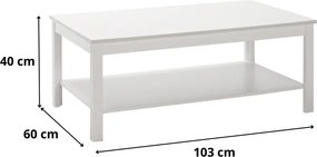 Τραπεζάκι σαλονιού Rustic Megapap χρώμα λευκό 103x60x40εκ.