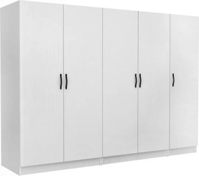 Ντουλάπα ρούχων Victoria Megapap πεντάφυλλη χρώμα λευκό 250x60x181εκ.
