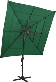 vidaXL Ομπρέλα Κήπου 4 Επιπέδων Πράσινη 250x250εκ με Ιστό Αλουμινίου