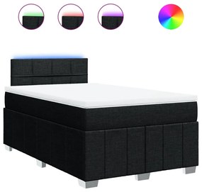 vidaXL Κρεβάτι Boxspring με Στρώμα Μαύρο 120x200 εκ. Υφασμάτινο