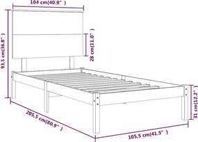 vidaXL Σκελετός Κρεβατιού Χωρίς Στρώμα Λευκό 100x200 εκ. Μασίφ Πεύκο