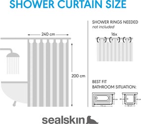 Cosima 240x200 grey κουρτίνα μπάνιου πλαστική Sealskin