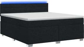 vidaXL Κρεβάτι Box Spring με Στρώμα και LED Μαύρο 140 x 190 cm Ύφασμα