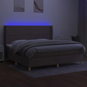 Κρεβάτι Boxspring με Στρώμα &amp; LED Taupe 200x200 εκ. Υφασμάτινο - Μπεζ-Γκρι