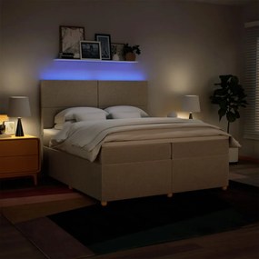 vidaXL Κρεβάτι Boxspring με Στρώμα Κρεμ 200x200 εκ. Υφασμάτινο