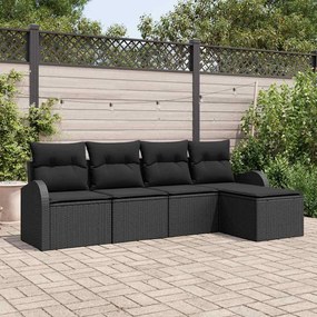 vidaXL Σετ Καναπέ Κήπου με μαξιλάρι 5 pcs Μαύρο Πολυ ράταν