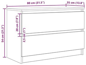 Έπιπλο Τηλεόρασης Καπνιστή Δρυς 80x35x54 εκ. Επεξεργ. Ξύλο - Καφέ