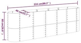 Ζαρντινιέρα Γκρι 224x40x68 εκ. Ατσάλι με Ηλεκτρ. Βαφή Πούδρας - Γκρι