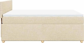 vidaXL Κρεβάτι Boxspring με Στρώμα Κρεμ 140x190 εκ. Υφασμάτινο