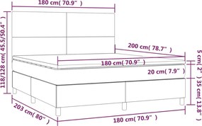 vidaXL Κρεβάτι Boxspring με Στρώμα Μπλε 180x200 εκ. Υφασμάτινο