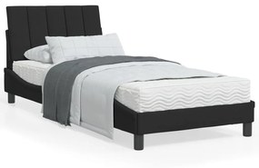 Κρεβάτι με Στρώμα Μαύρο 90x200 εκ. Βελούδινο