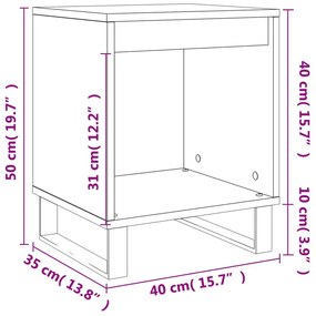 Κομοδίνα Λευκά 2 τεμ. 40 x 35 x 50 εκ. από Επεξεργασμένο Ξύλο - Λευκό