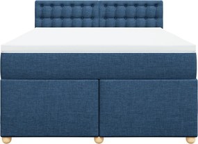 vidaXL Κρεβάτι Boxspring με Στρώμα Μπλε 140x200 εκ. Υφασμάτινο