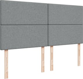vidaXL Κρεβάτι Boxspring με Στρώμα Ανοιχτό Γκρι 200x200 εκ. Υφασμάτινο