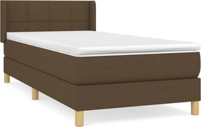 vidaXL Κρεβάτι Boxspring με Στρώμα Σκούρο Καφέ 90x200 εκ. Υφασμάτινο