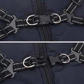 vidaXL Μπουφάν Σκύλου με ιμάντα Σκούρο μπλε 3XL Φλις και Πολυεστέρας