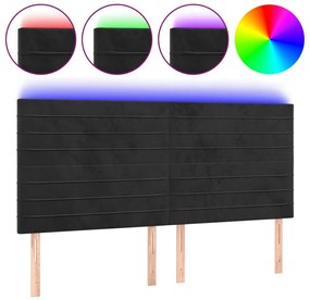 vidaXL Κεφαλάρι Κρεβατιού LED Μαύρο 200x5x118/128 εκ. Βελούδινο