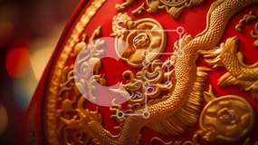 Intra Συλλεκτικό Ξύλινο Παζλ Plywood 4mm - Red and Gold Dragon Design σε ανατολίτικη διακόσμηση Σε Ξύλινο Κουτί - Διαστάσεις Puzzle: 10x10 cm – 25 κομμάτια